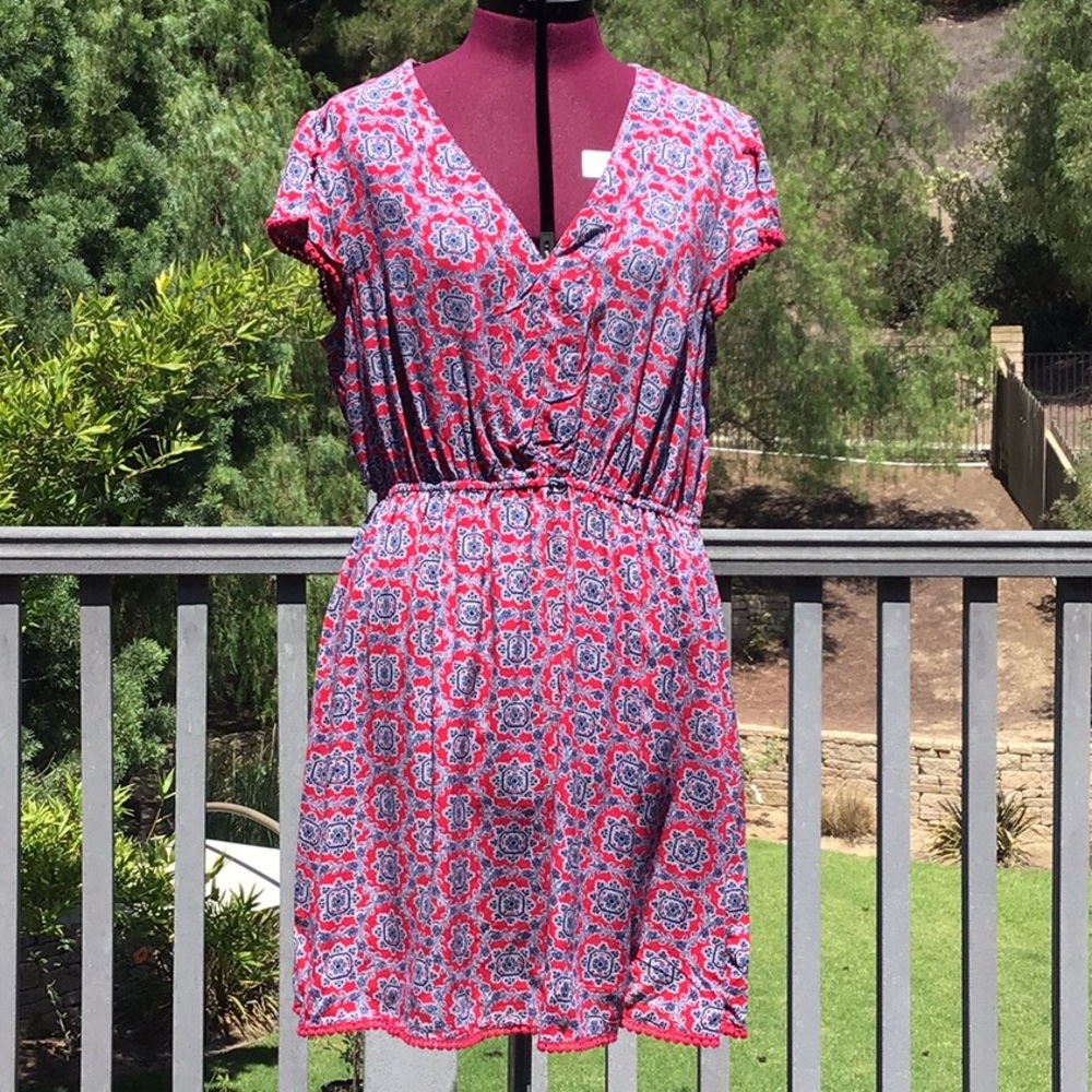 Wrangler Retro Size Large Red/Blue Dress w piping